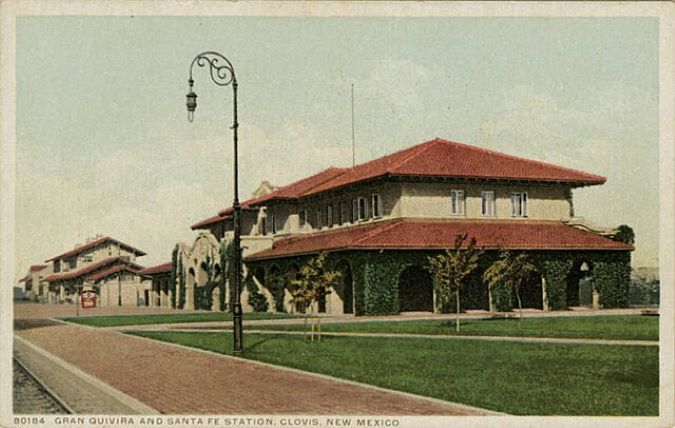 Postcard of Clovis’ Harvey House, the Gran Quivira. 