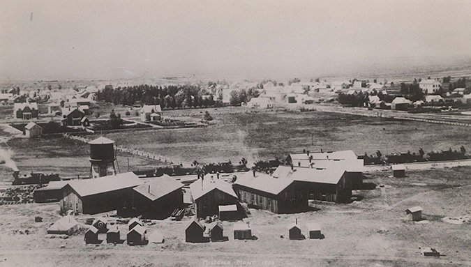 NP’s tracks to Missoula were completed in 1883. Pictured is a wood-burning locomotive in front of the engine houses, which gave way to the roundhouse. NP’s tracks to Missoula were completed in 1883. Pictured is a wood-burning locomotive in front of the engine houses, which gave way to the roundhouse.